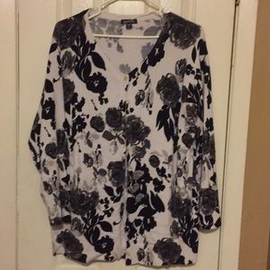 Black and white floral pattern cardigan